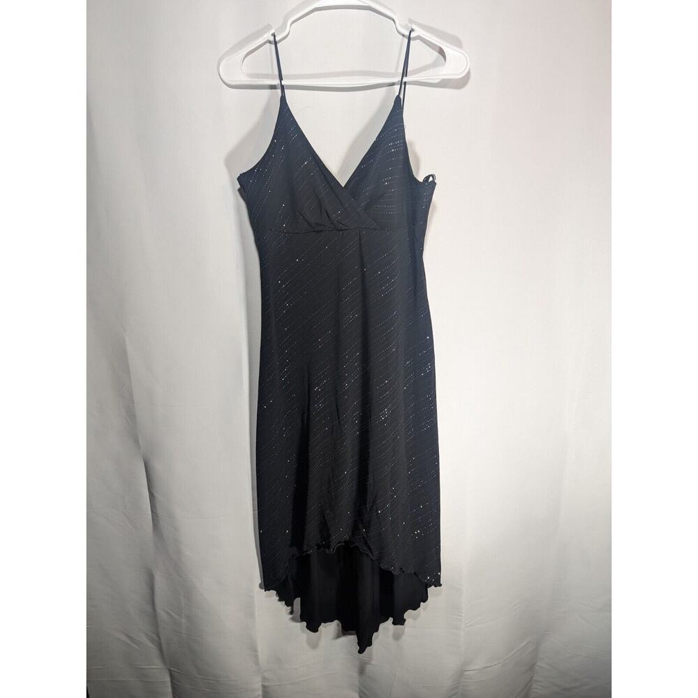 VTG Y2K 90s City Triangles Black Sparkle High Low Formal Dress